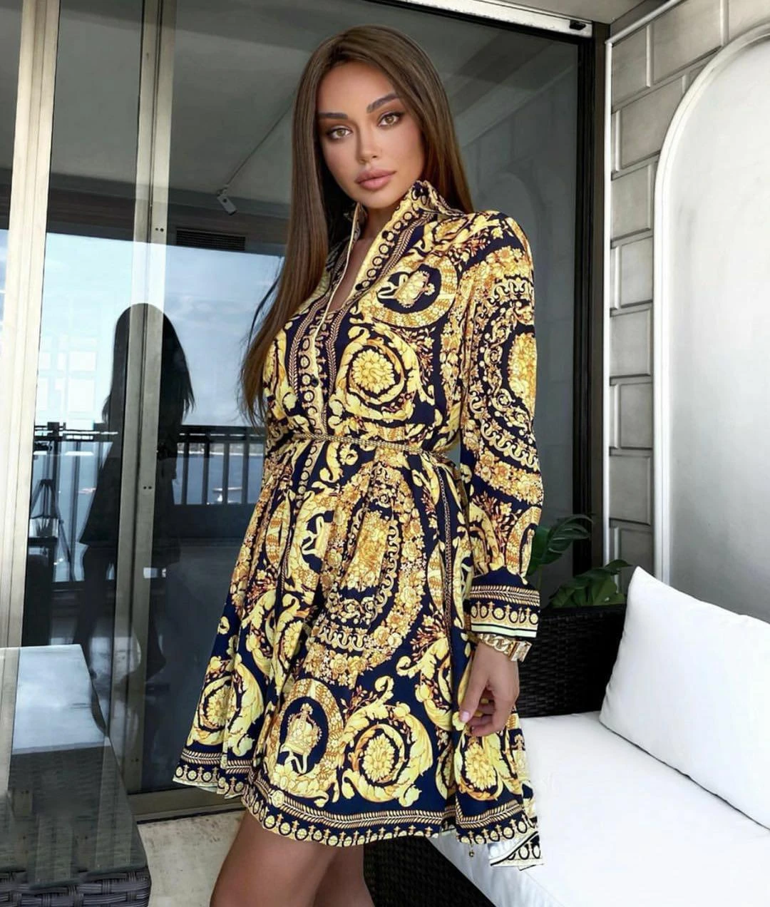 Vestito Donna Camicia Bottoni Cintura 2 Vestito Donna Camicia Bottoni Cintura - immagine 2