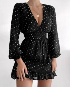 Vestito Donna Pois Morbido Scollo V -Vendite Linda || VICTOR image 143d4a83 6170 4284 af56 f51cdb09550d