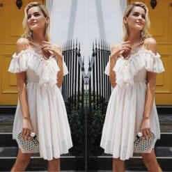 Vestito Donna Tulle Svasato Morbido Campana Bretelle Scollo Barca Casual Elegante