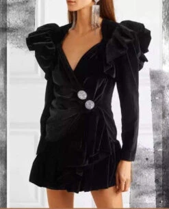 Vestito Donna Ciniglia Bottoni Morbido