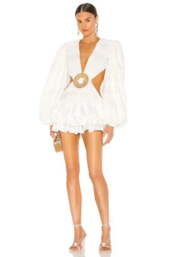 VICTOR Vestito Donna Morbido Manica Sbuffo Scollo Schiena