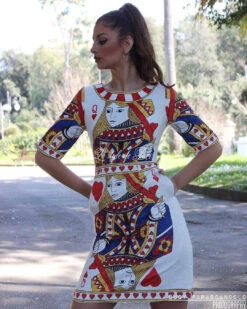 Vestito Donna Corto Fantasia Manica Corta Collo Barca Vestitino