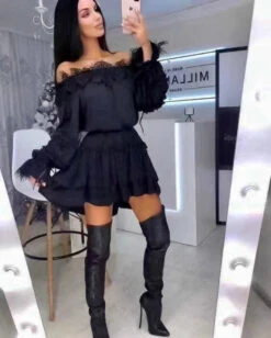 Vestito Donna Fascia Morbido Svasato