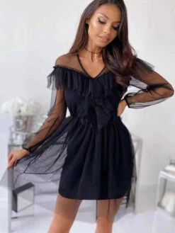 Vestito Donna Tulle Manica Lunga