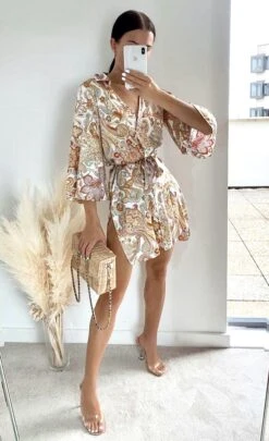 Vestito Donna Fantasia Spacco Manica Ampia