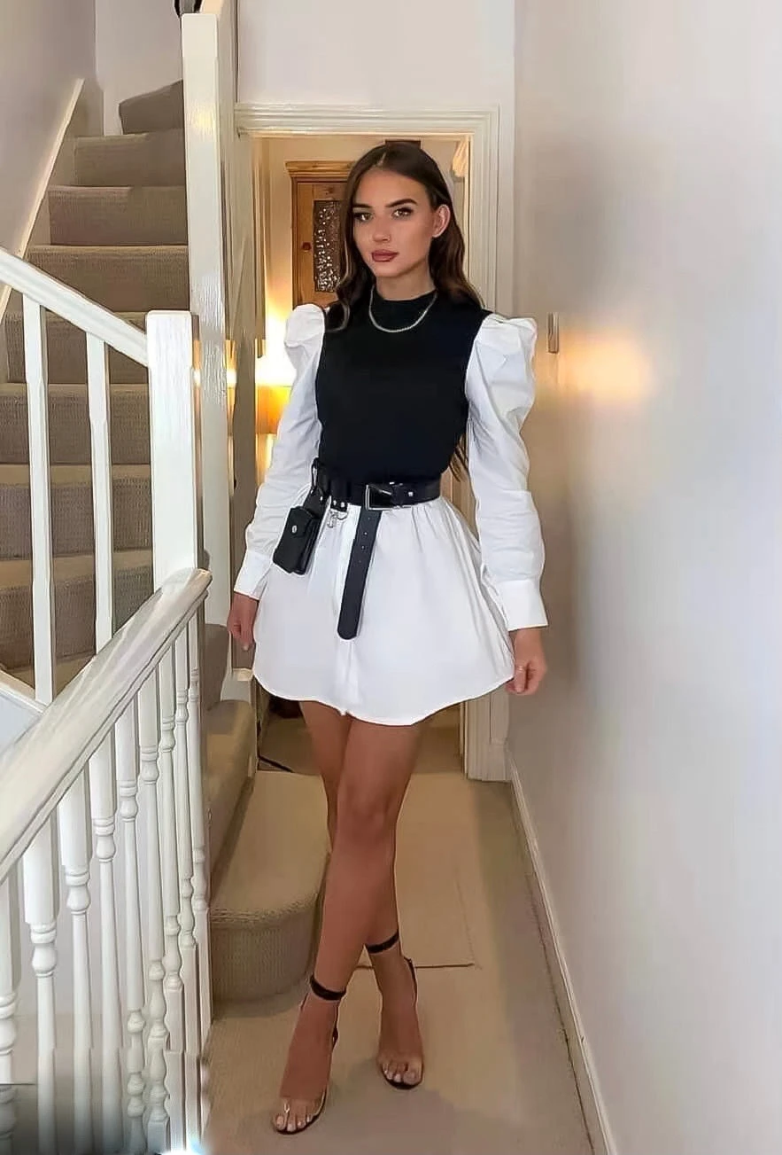 Vestito Donna Camicia Morbido Spalla Sbuffo 1 Vestito Donna Camicia Morbido Spalla Sbuffo