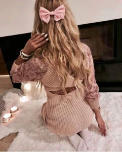 Vestito Donna Lana Scollo Schiena Merletto