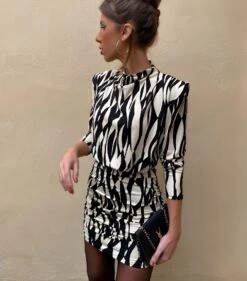 Linda Vestito Donna Tubino Bicolore Arricciato Spalline Elegante Casual