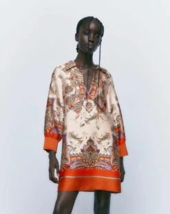 Vestito Donna Morbido Colletto Scollo V Casual Elegante