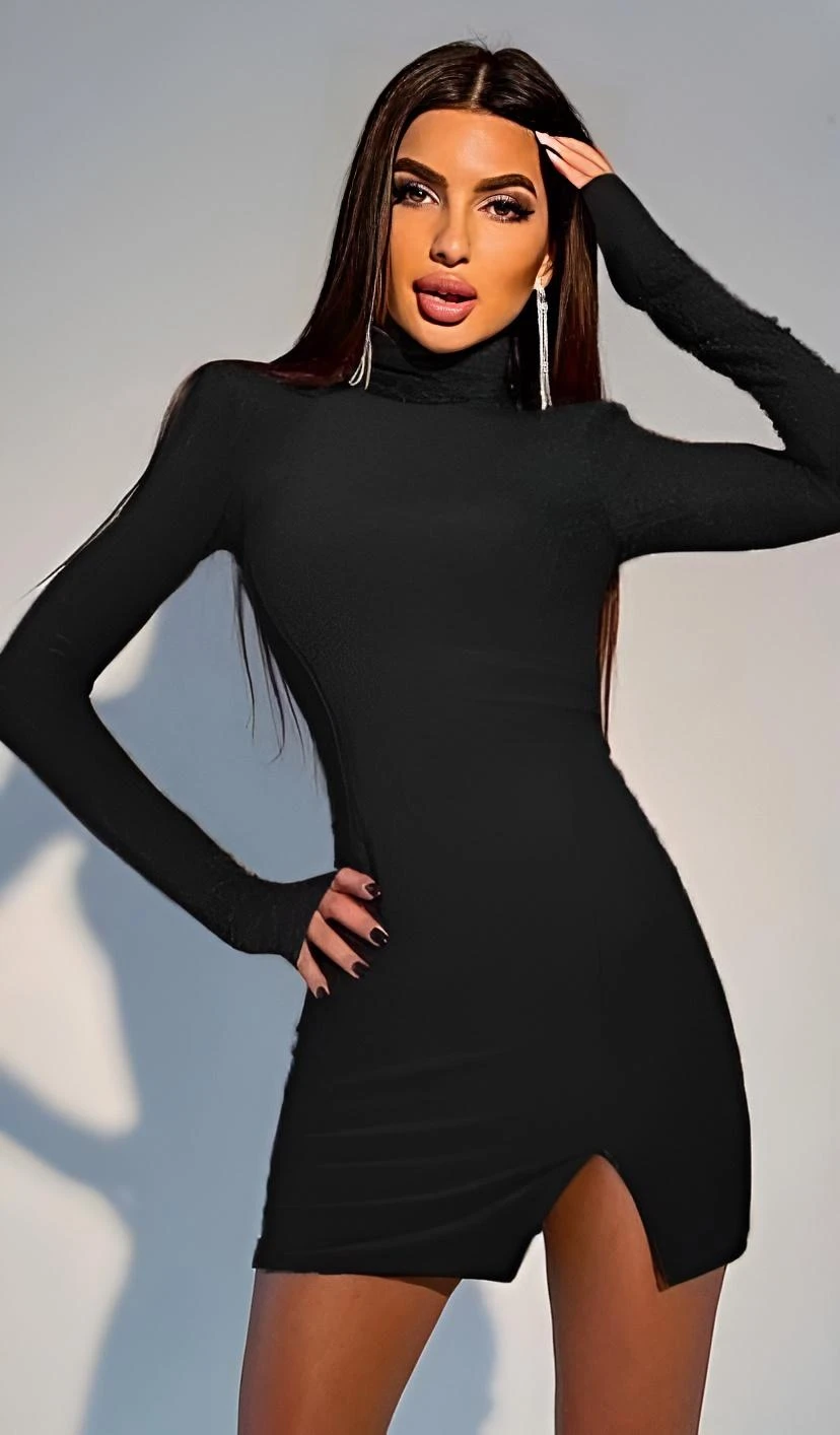 Vestito Donna Tubino Lurex Collo Alto Aderente Spacco Elegante Sensuale 2 Vestito Donna Tubino Lurex Collo Alto Aderente Spacco Elegante Sensuale - immagine 2