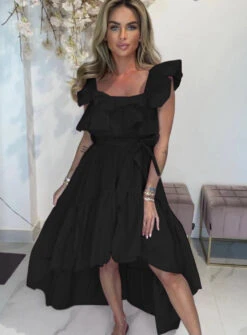 Linda Vestito Donna Scollo Barca Rush Svasato Asimmetrico Fiocco Casual -Vendite Linda || VICTOR rosa arancione verde nero btgt