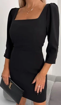 Vestito Donna Tubino Scollo Cuore Schiena Scoperta Bottoni Elegante Sensuale -Vendite Linda || VICTOR vdfdsc